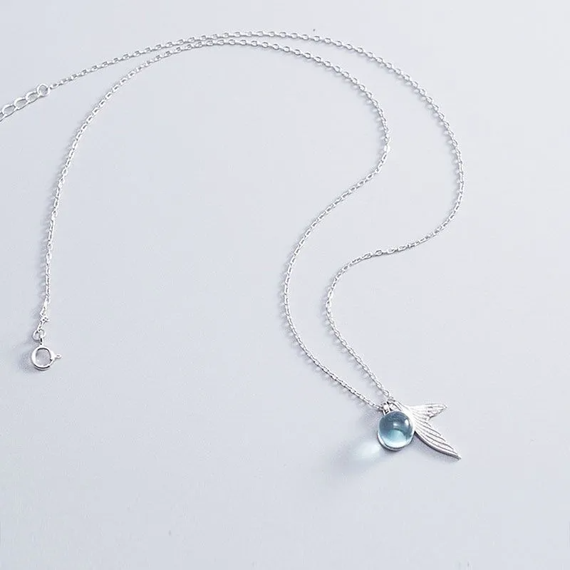 Mermaid tail aqua ball necklace