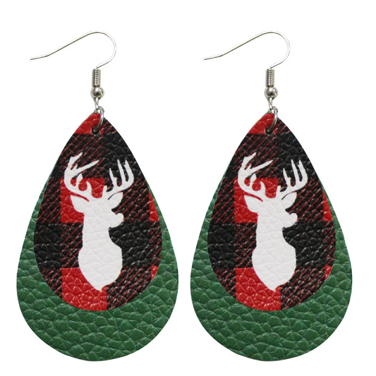 Double Decker Reindeer Dangling Earrings