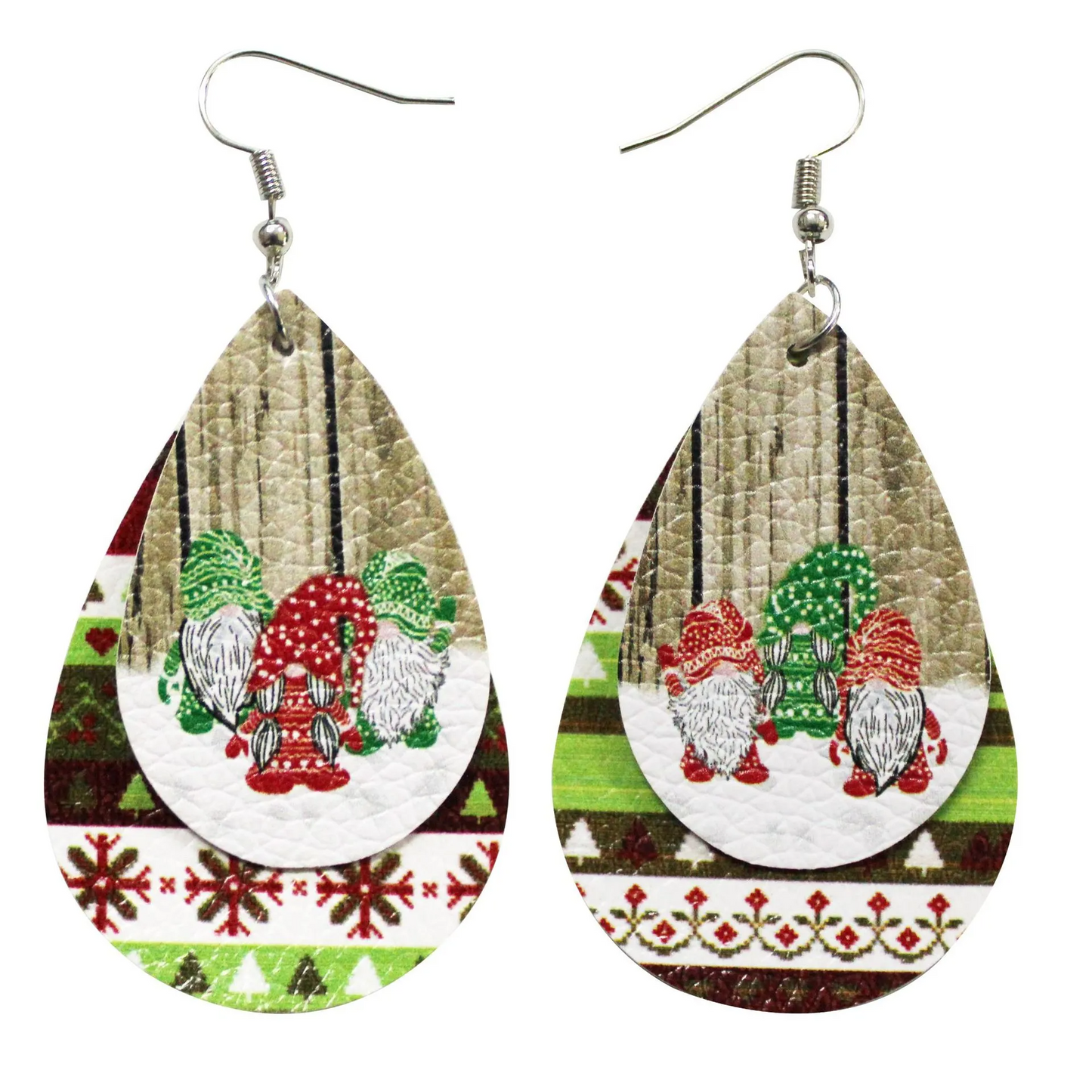 Double Decker Gnome Christmas Earrings