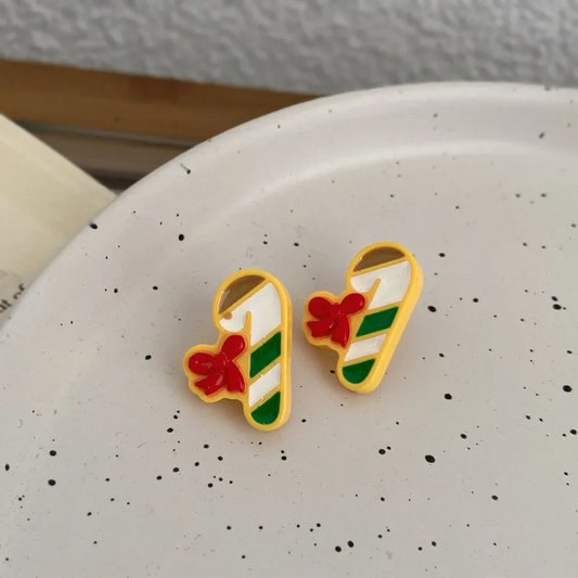 Christmas Cartoon Candy Cane Stud Earrings