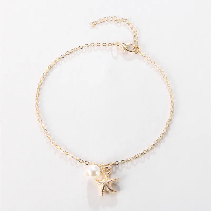 Starfish with a single pearl anklet