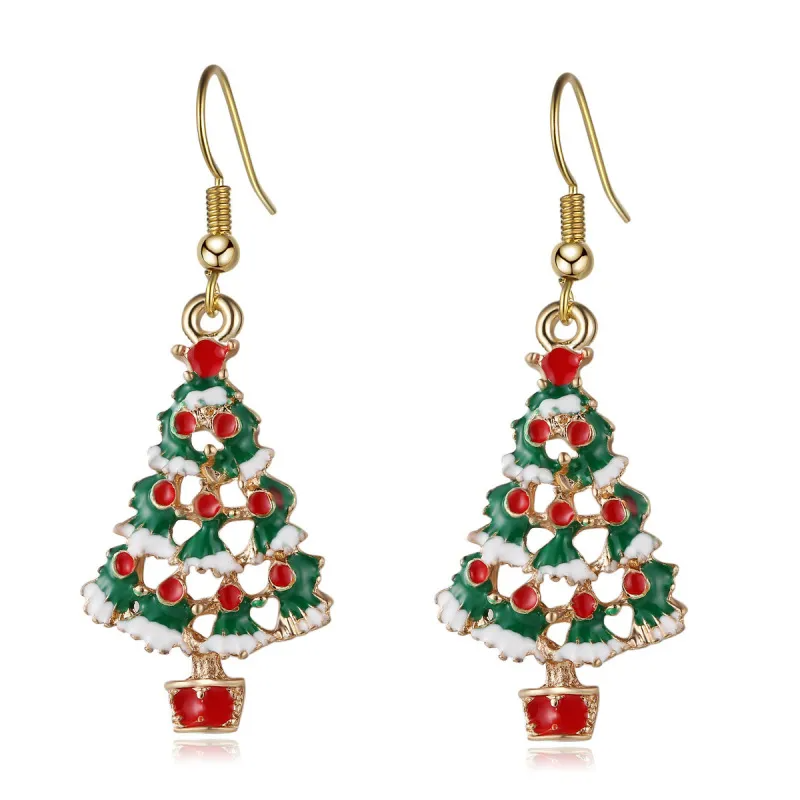 Petite Multicolor Christmas Tree Dangling Earrings