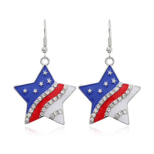 Rhinestone 4th of July Star Earrings