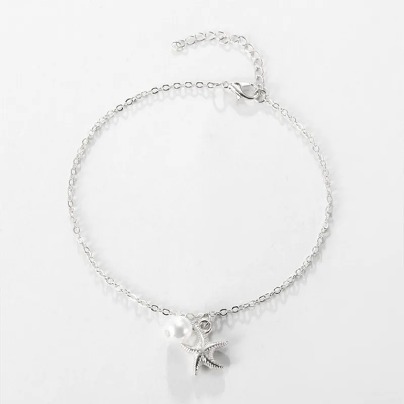 Starfish with a single pearl anklet