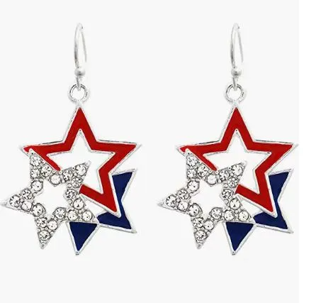 Rhinestone 4th of July Star Earrings