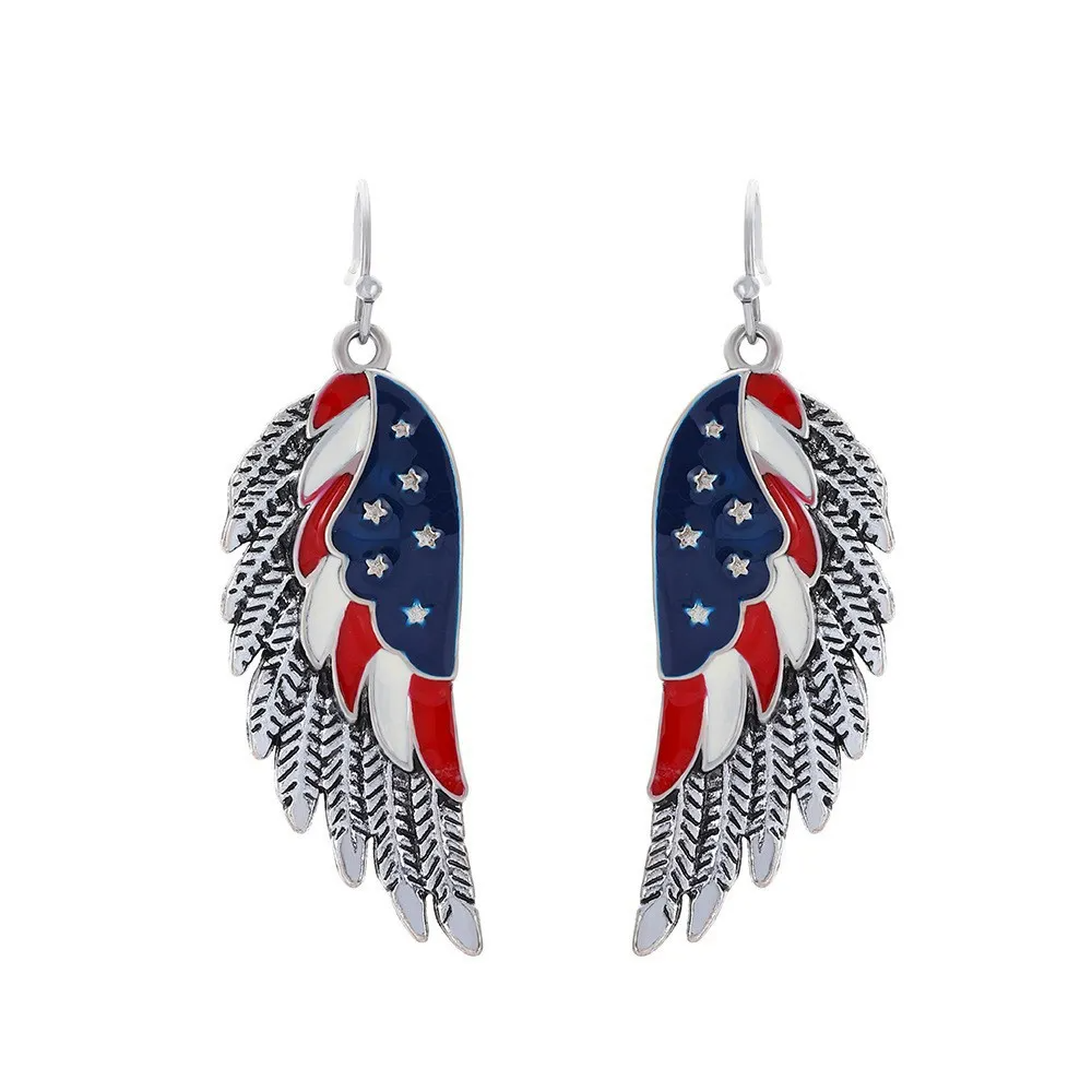 Rhinestone 4th of July Angel Wing Earrings