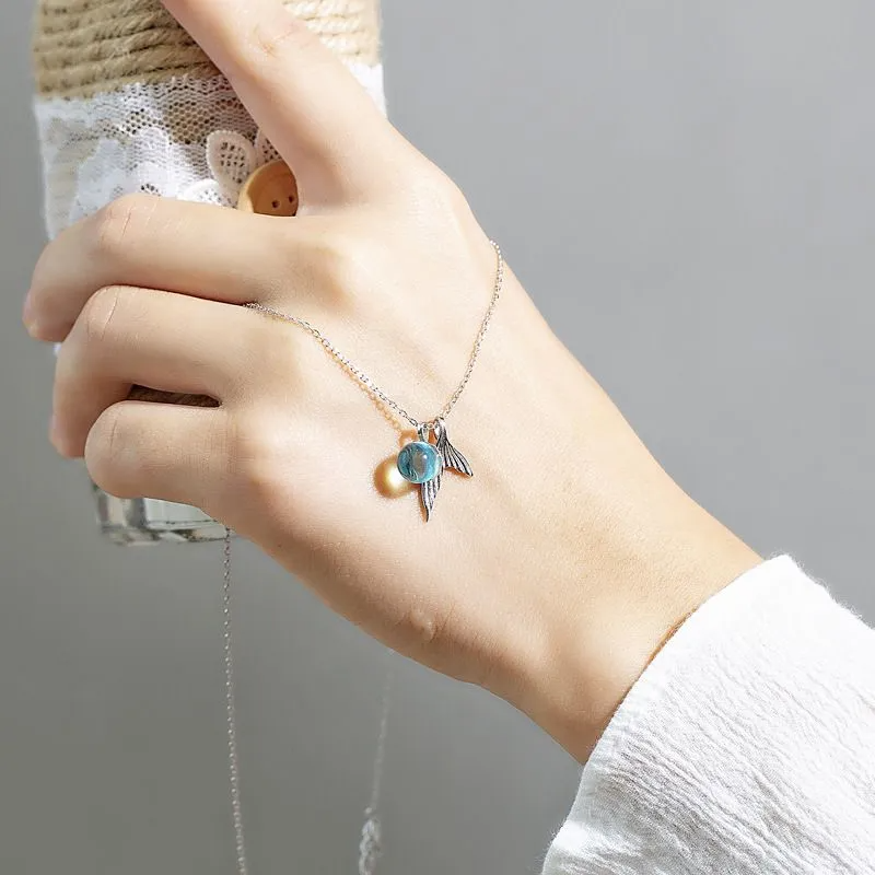 Mermaid tail aqua ball necklace