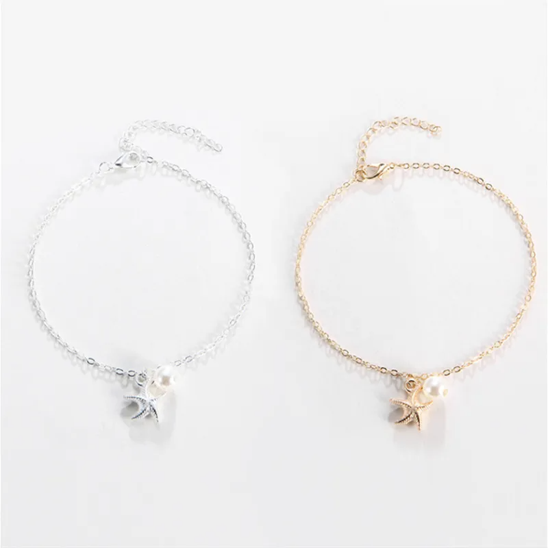 Starfish with a single pearl anklet